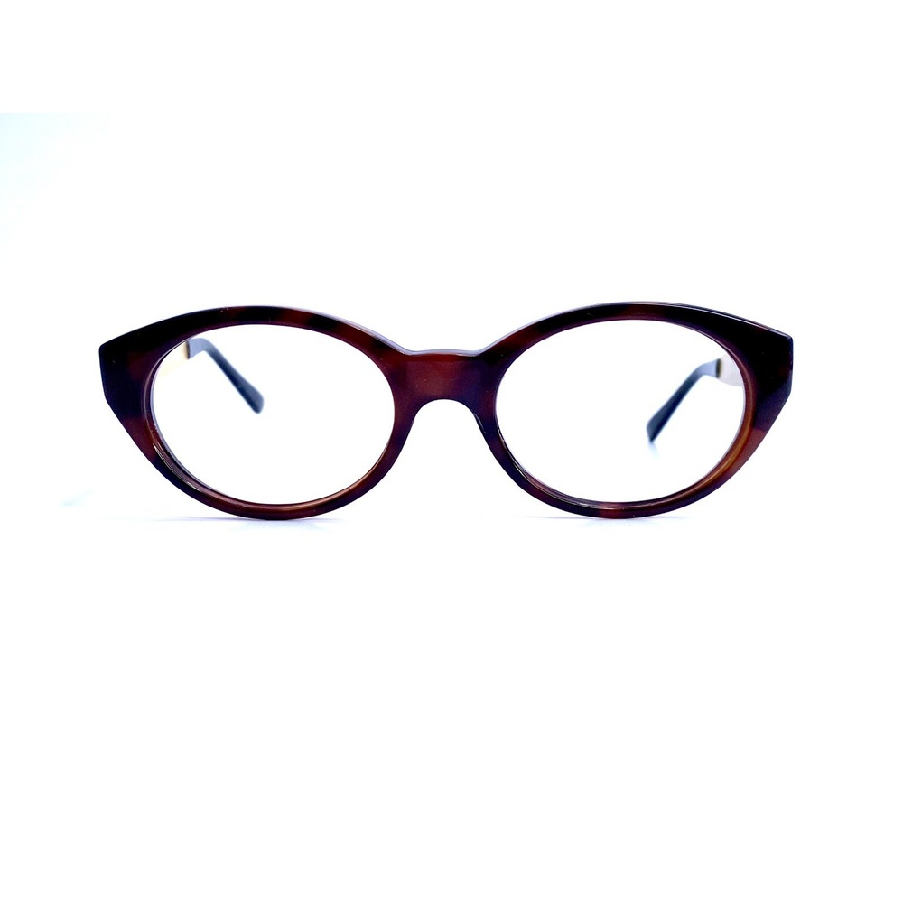 VTG Versace Brown Tortoise Cat Eye Glasses Gold Medusa Temples Italy 49 16 135